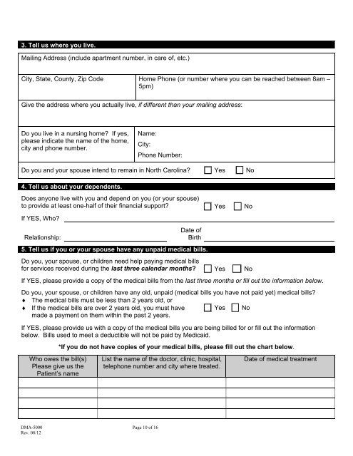 Application for Medicaid - NC DHHS Online Publications - Home ...