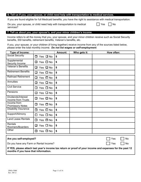 Application for Medicaid - NC DHHS Online Publications - Home ...