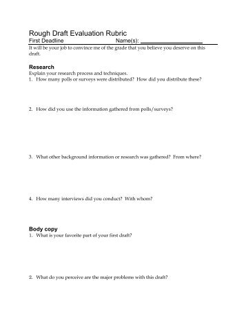 Rough Draft Evaluation Rubric