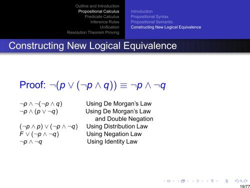 Propositional and Predicate Calculus - Carleton University