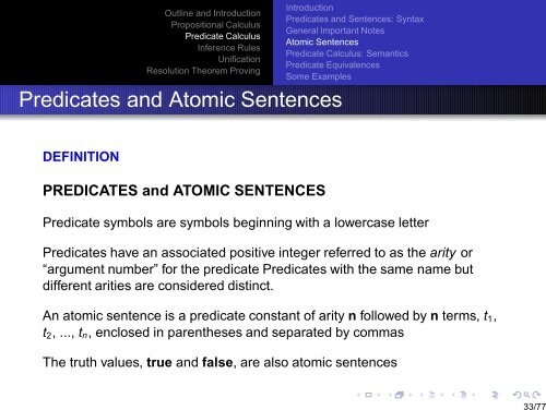 Propositional and Predicate Calculus - Carleton University