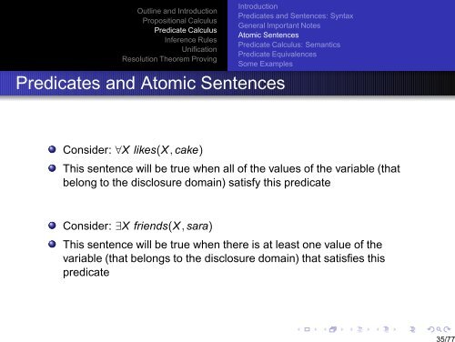 Propositional and Predicate Calculus - Carleton University