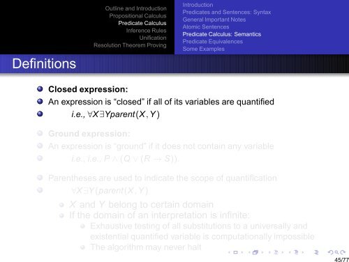 Propositional and Predicate Calculus - Carleton University