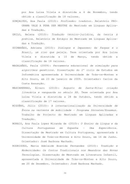 CENTRO DE ESTUDOS EM LETRAS RelatÃ³rio Anual (2010 ... - Utad