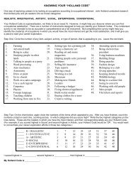 HOLLAND CODE - College Career Life Planning