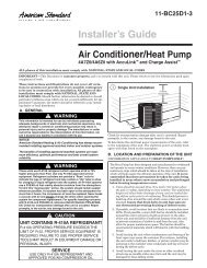 American Standard Installer's Guide Air Conditioner/Heat Pump ...