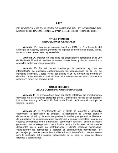 Cajeme - H. Congreso del Estado de Sonora