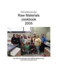 Raw Materials cookbook 2005 - Alfred's Clay Store - Alfred University