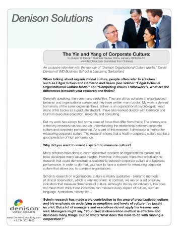 The Yin and Yang of Corporate Culture - Denison Consulting