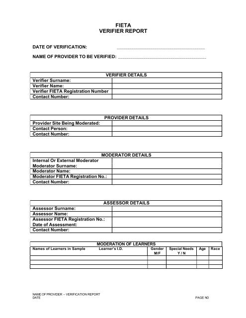 Ext Moderator checklist template - April 2007 - fieta