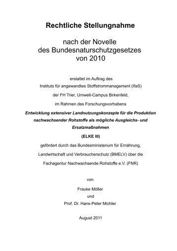 Rechtliche Stellungnahme nach der Novelle des ... - ELKE