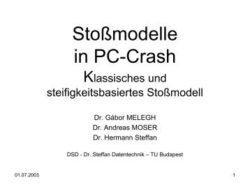 StoÃmodelle in PC-Crash