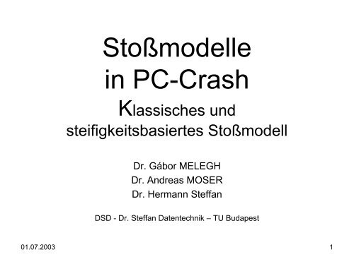 StoÃmodelle in PC-Crash