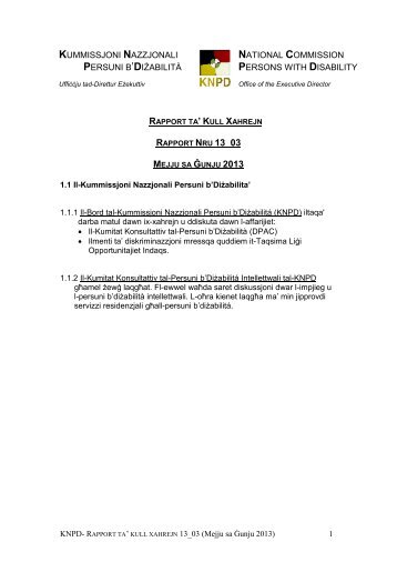 kummissjoni nazzjonali persuni b'diÅ¼abilitÃ  national commission ...