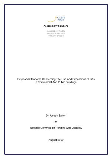 Proposed Standards Concerning The Use And Dimensions of Lifts ...