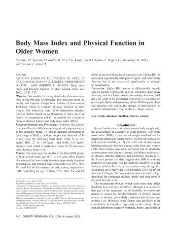 Body Mass Index and Physical Function in Older Women