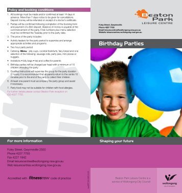 Beaton Park Birthday Parties.pdf - Wollongong City Council