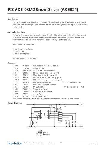 PICAXE-08M2 SERVO DRIVER (AXE024)