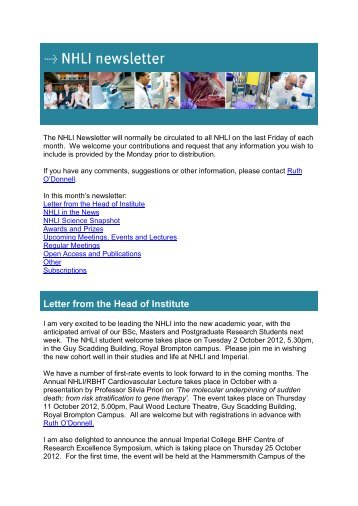 NHLI FUNDING BULLETIN - Imperial College Faculty of Medicine ...