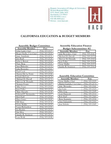 Senate and Assembly Budget Committee Members - Hispanic ...