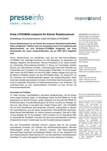 Erste LITHOMAN autoprint fÃ¼r KÃ¶rner Rotationsdruck - PrintersLounge