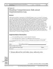 Reading Comprehension Talk-aloud Implementation Log - AEA 267