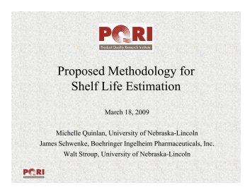 Proposed Methodology for Shelf Life Estimation - PQRI