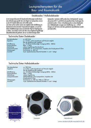 Datenblatt Lautsprechersysteme - Stratenschulte Messtechnik