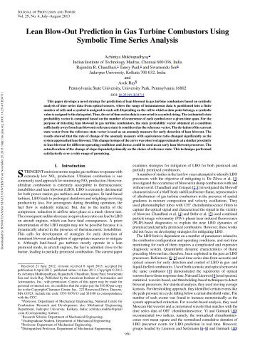 Lean Blow-Out Prediction in Gas Turbine Combustors Using ...