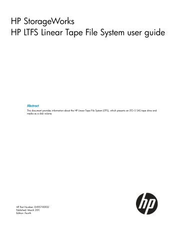 HP LTFS Linear Tape File System user guide