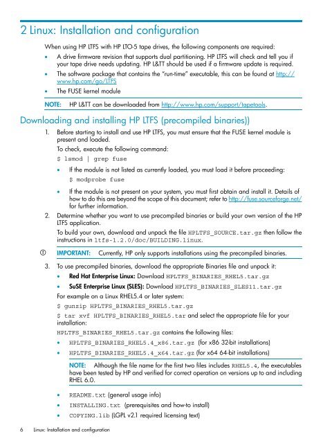 HP LTFS Linear Tape File System user guide