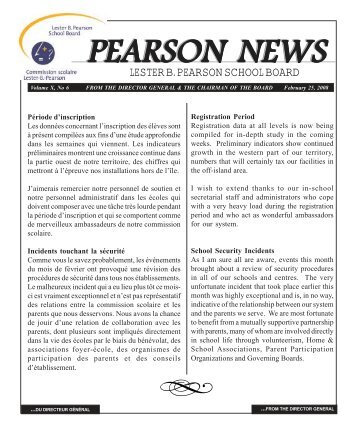 PEARSON NEWS - Lester B. Pearson School Board