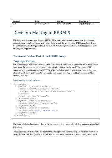 Decision Making in PERMIS