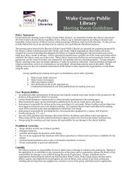 North Regional Library Meeting Room Application - Wake County ...