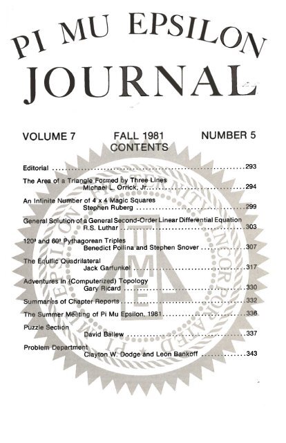 Vol. 7 No 5 - Pi Mu Epsilon