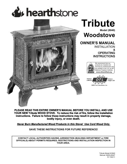 Download Tribute 8040 Manual Hearthstone Stoves