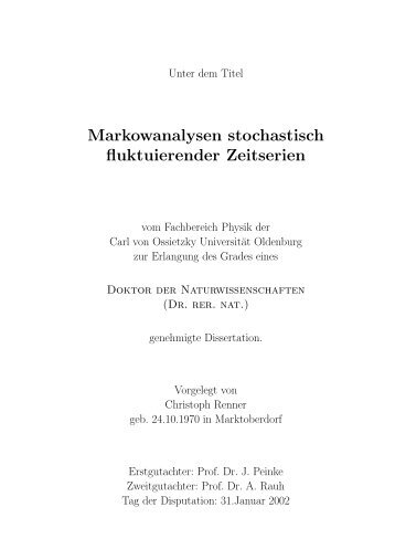 Markowanalysen stochastisch fluktuierender Zeitserien - Turbulenz ...