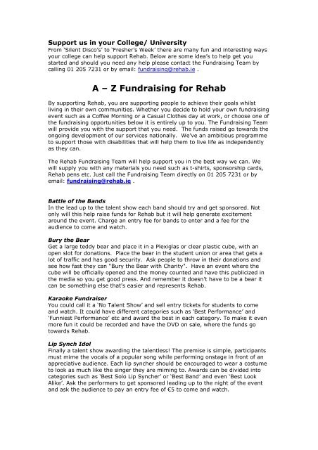 A Z Of Fundraising Ideas For Universities Rehab Fundraising