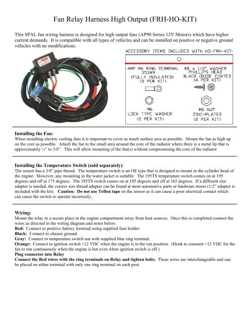 Spal FRH Fan Relay Harness - Universal 40 Amp Cooling Fan Wiring Kit