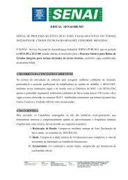 Edital do Processo Seletivo Cursos TÃ©cnicos 2010/01 - SENAI-MT