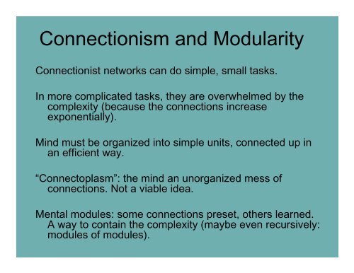 Connectionism and LOT