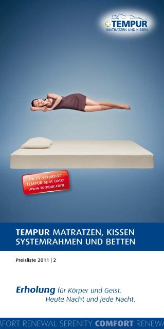 TEMPUR maTraTzen, kISSen SySTemrahmen und BeTTen ENITY