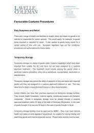 Favourable Customs Procedures - Lavelle Coleman