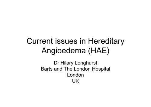 Current issues in Hereditary Angioedema (HAE) - Ipopi