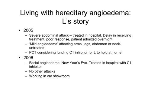 Current issues in Hereditary Angioedema (HAE) - Ipopi