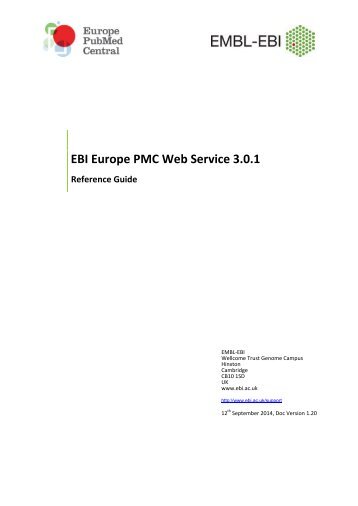 Web Services Reference Guide - Europe PubMed Central