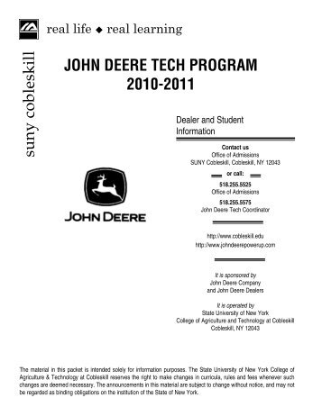 John Deere Tech Program 10-11.indd - SUNY Cobleskill