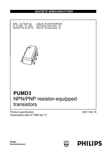 PUMD3 NPN/PNP resistor-equipped transistors