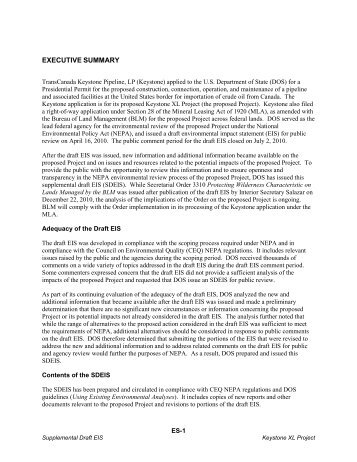 executive summary - Keystone XL pipeline - US Department of State