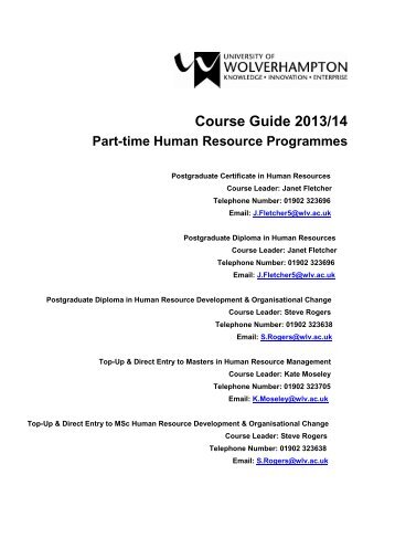 Human Resource Programmes - University of Wolverhampton